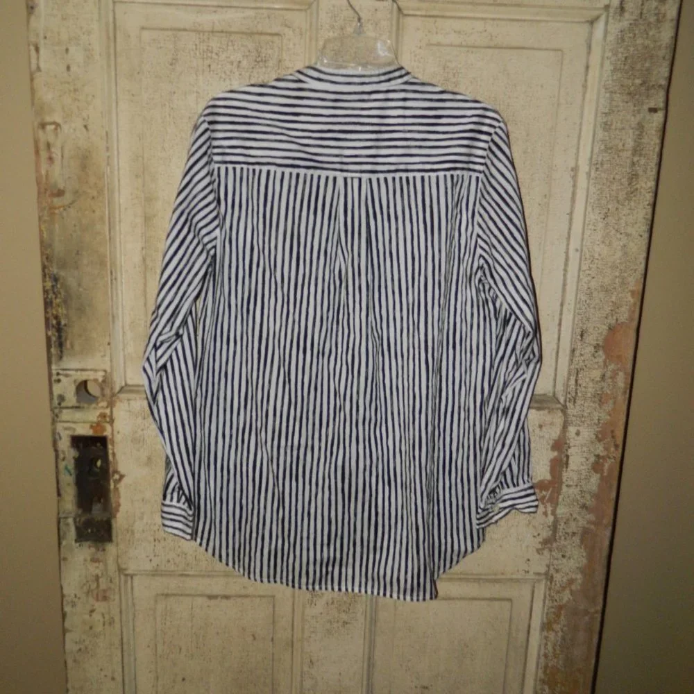 Michael Kors Striped Button Blouse Shirt Size M (Q-40) - Picture 5 of 5